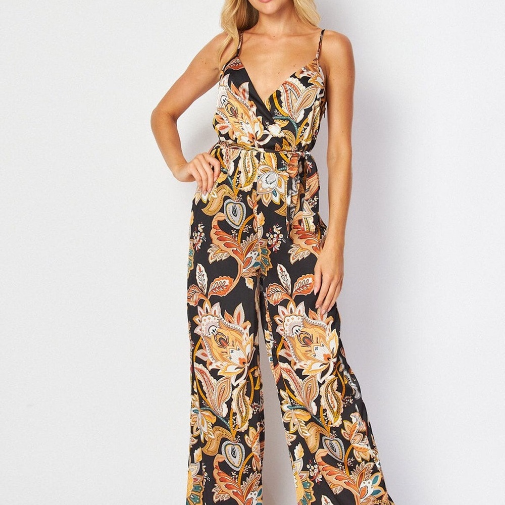 Floral Black Jumpsuit